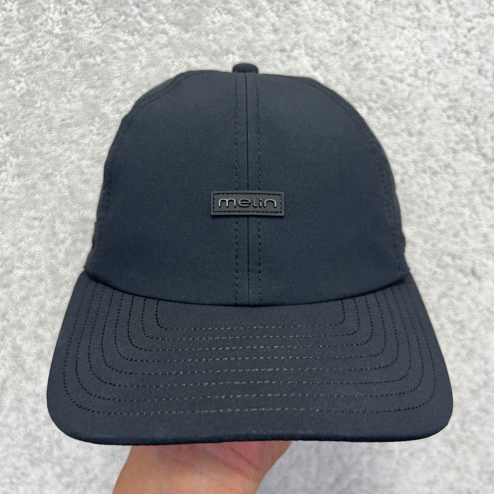 Melin The Legend Hydro Hat S/M Black Strapback Performance Water Resistant Golf